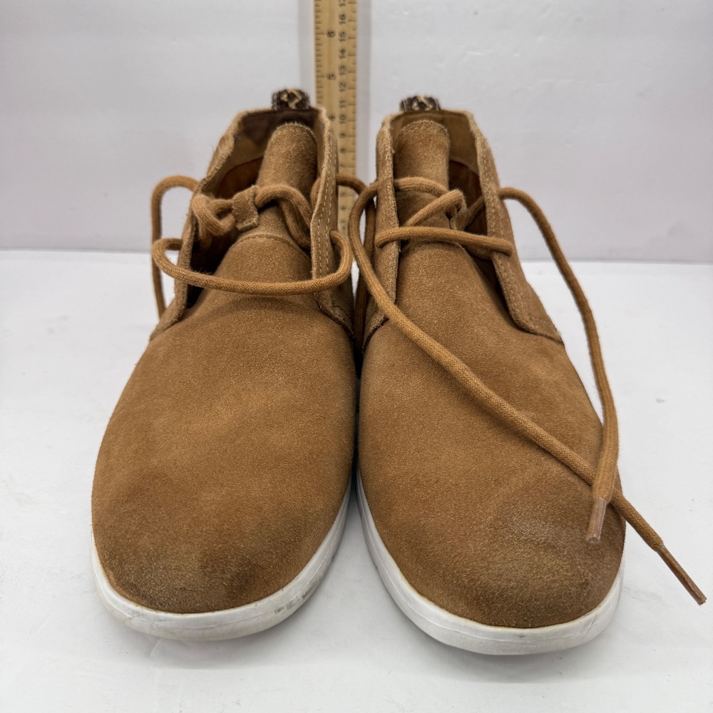 UGG Neumel Flex Chukka Mens 9.5 Chestnut Tan Suede Lace Up Woven Heel Pull